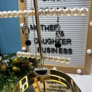 JBloom Onyx Drop Earrings C18-28D NEW With Marble Onyx Necklace